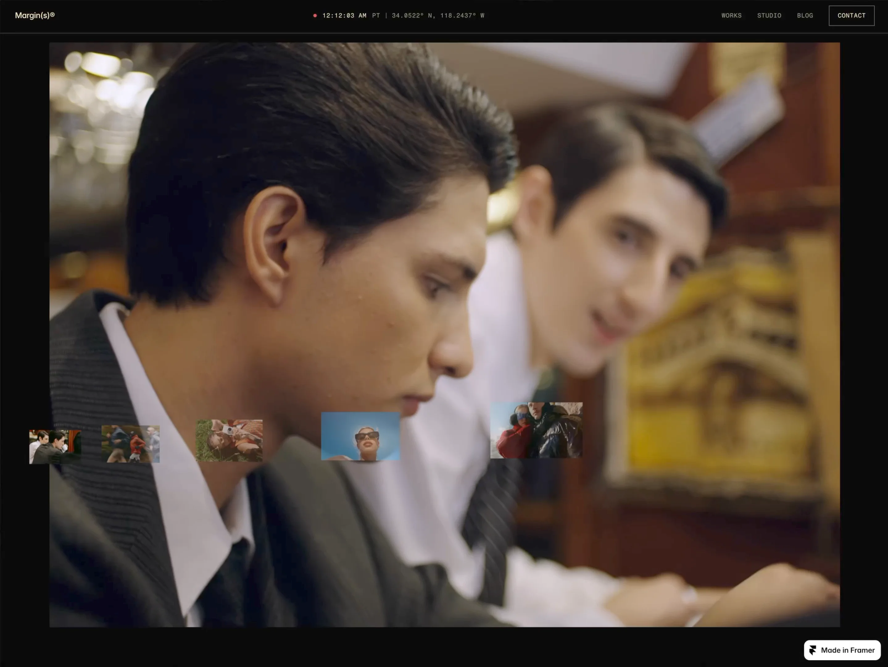 Margins launches tomorrow.A Framer template for motion studios, directors and production houses.→ Full-screen video reel hero→ Timecode and film grain on every page→ Video-first case studies→ Filterable work gridYour work stays in front.