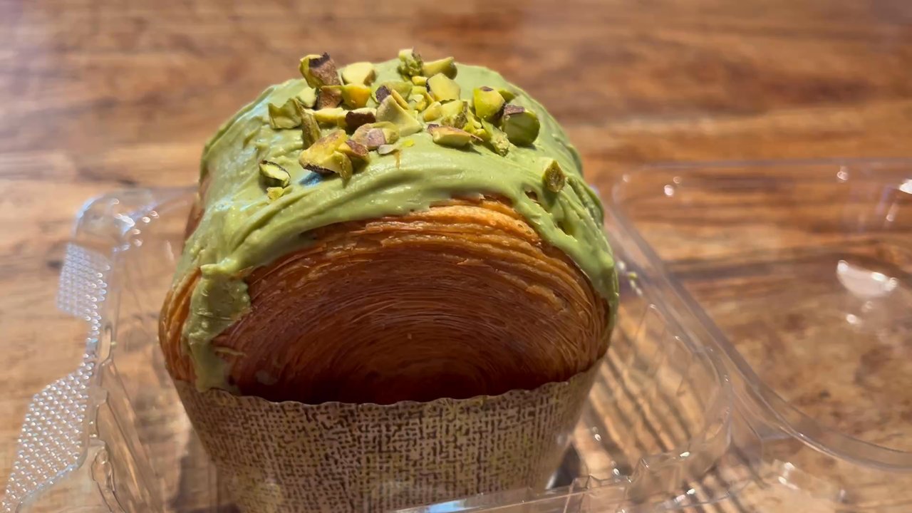 Texas Coffee Works - Pistachio supreme croissant $6  Easily one of the most delicious pastries I've ever tried - Coffee Roasteries Near Me - Bastrop, Texas
