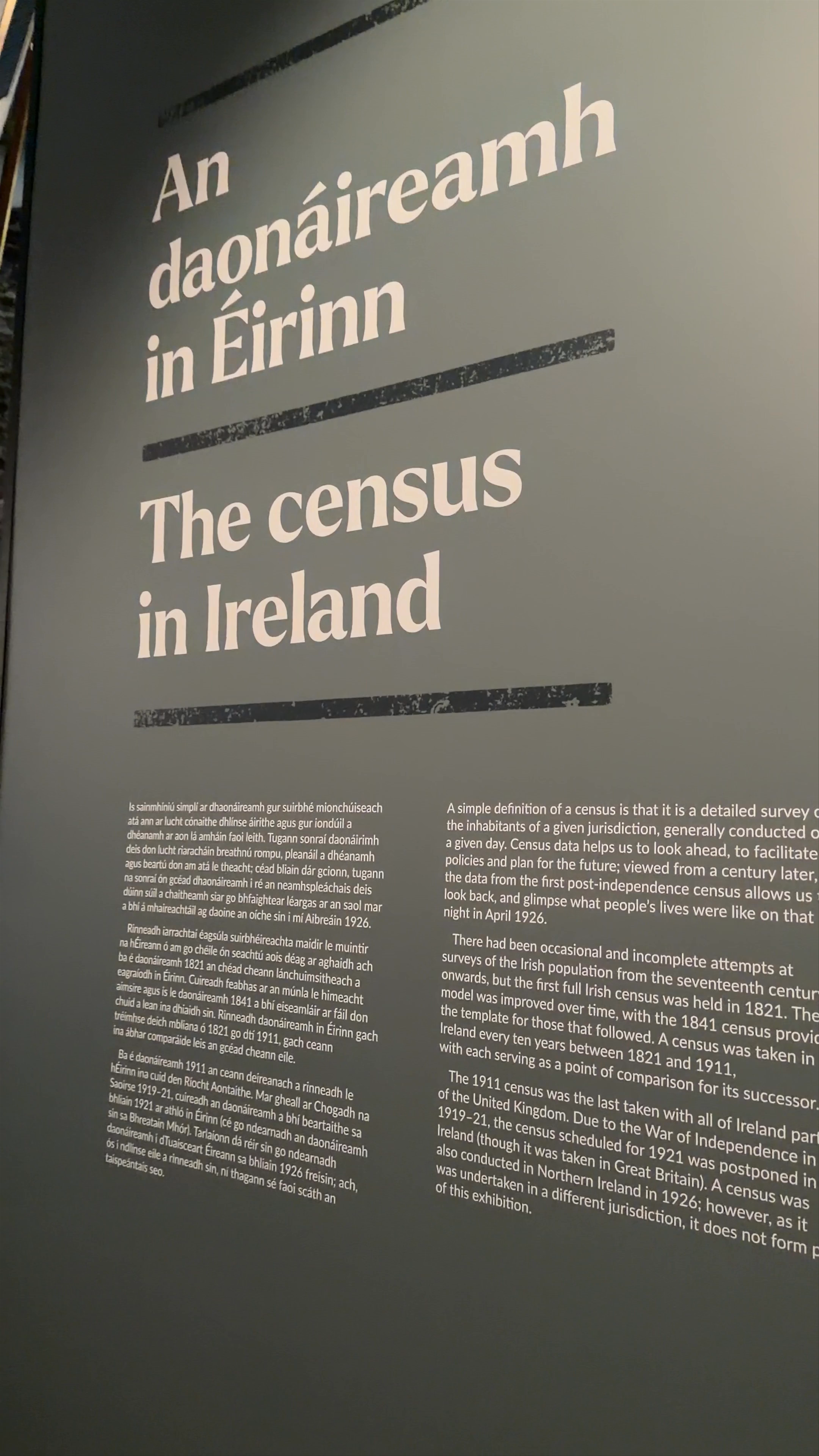 The Census in Ireland Exhibit at Coach House Gallery, Dublin