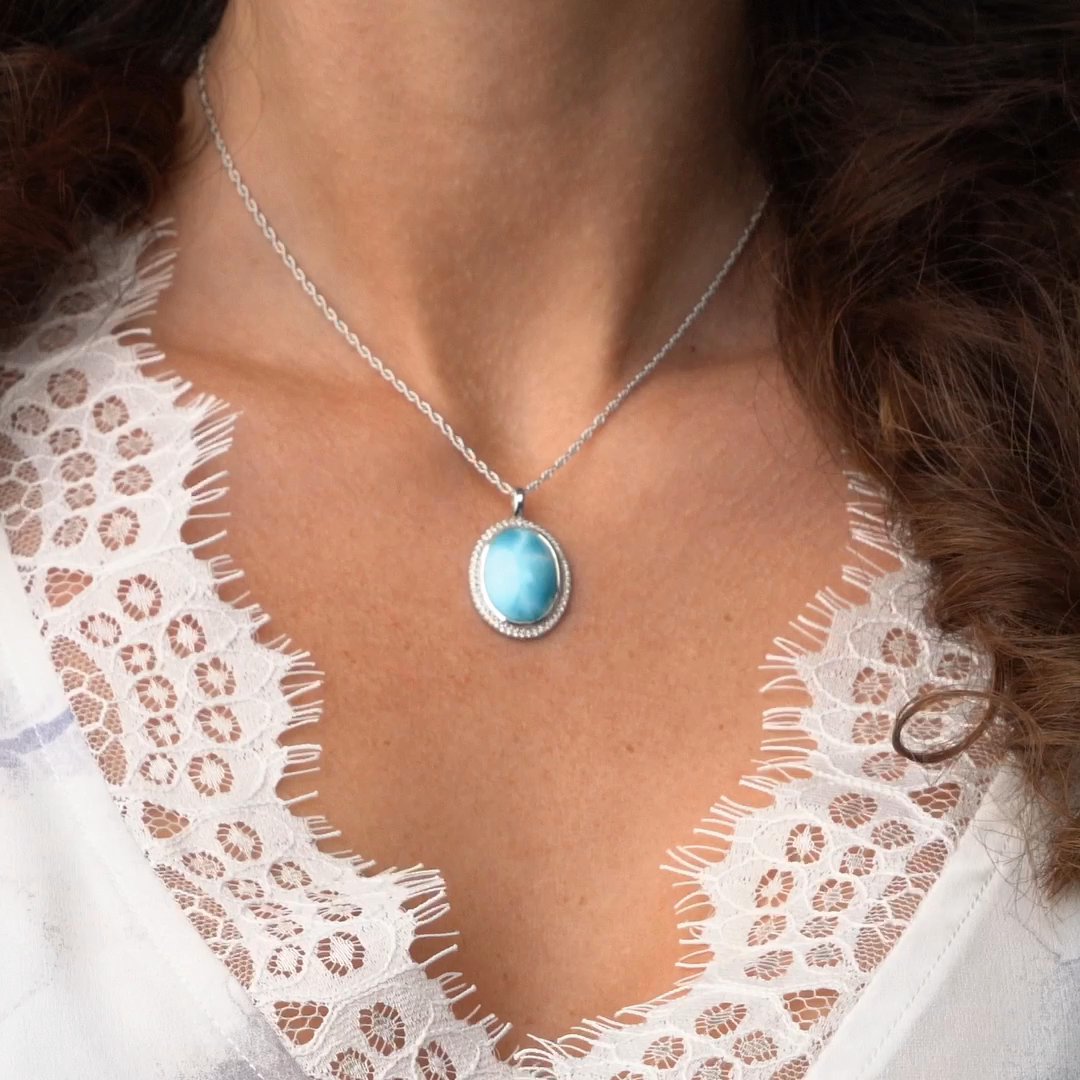 Sapphire Necklace with larimar and silver by marahlago Sapphire Necklace with larimar and silver by marahlago