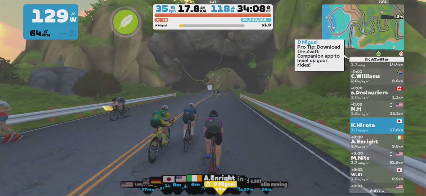 Zwift - Pacer Group Ride: Flat Route in Watopia with Miguel