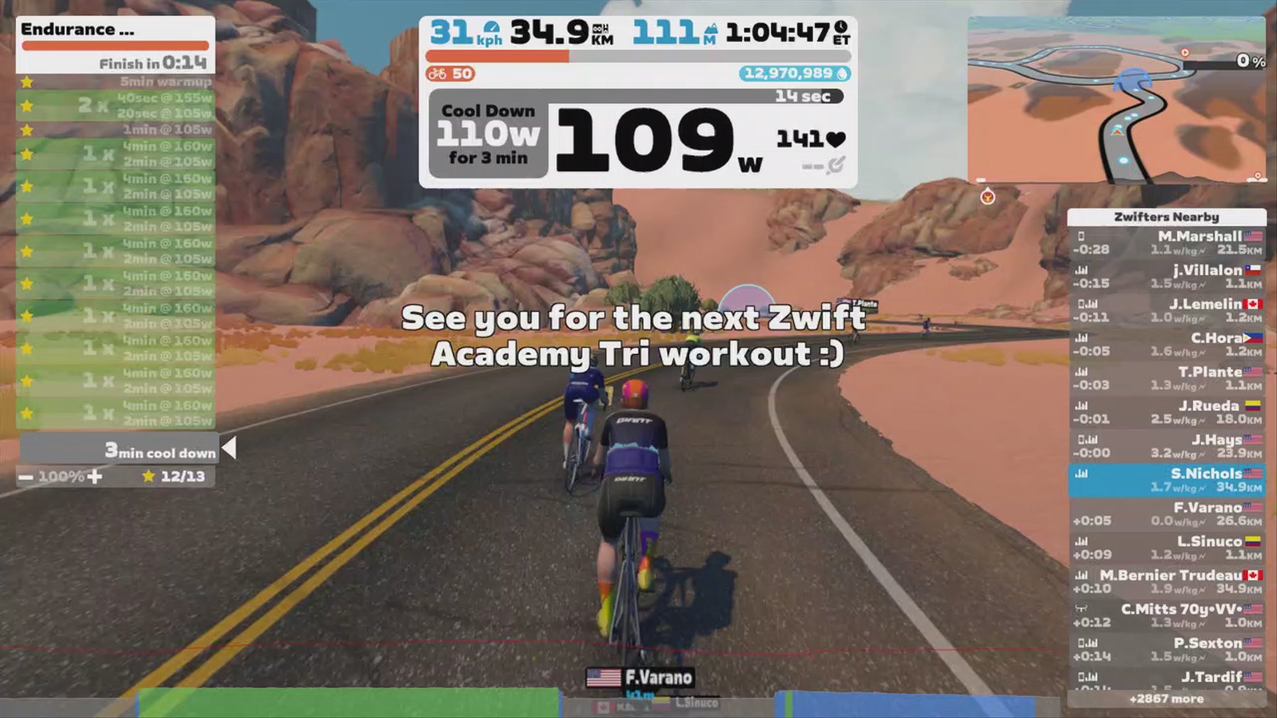 Zwift - Zwift Academy Tri: Bike Workout 1 | Endurance Strength Development in Watopia