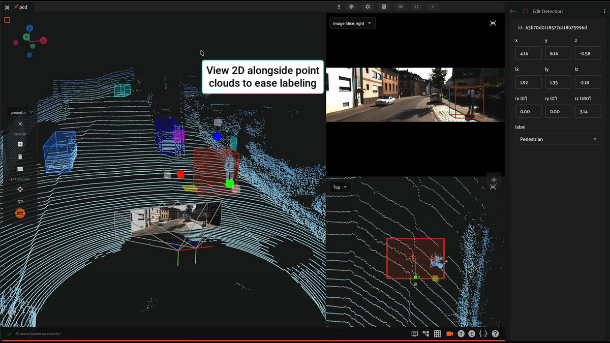 Ease 3D annotations by annotating point clouds alongside 2D images.
