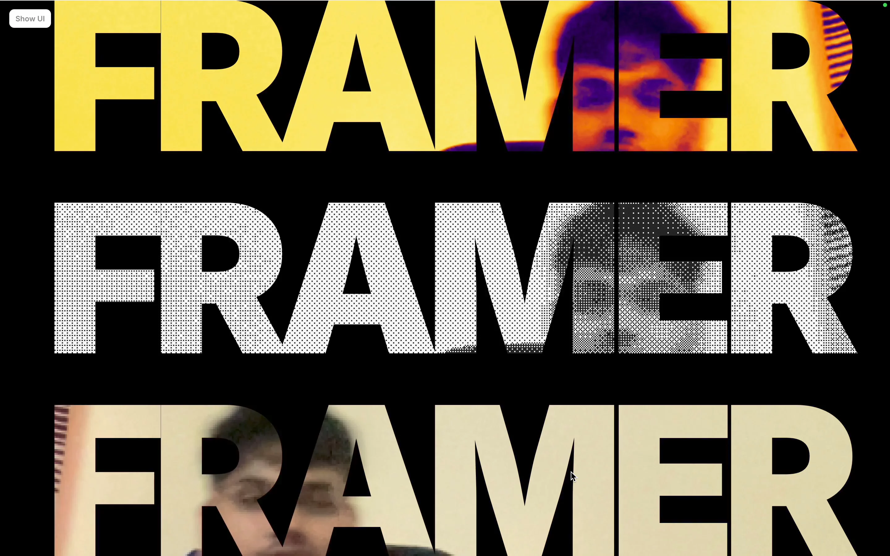 CameraTextMask PRO puts your visitor inside your headline. Literally.It streams the live front camera through chunky 900-weight letterforms — the camera only exists where the text is. Then a real-time filter engine runs on top at 60fps.✓ 12 live filters including ASCII, Dither, Thermal and Edge Detect ✓ Height auto-hugs the exact ink box of your text ✓ Duotone with custom shadow/highlight colors ✓ Glow, gradients, image backgrounds, mirror toggle ✓ Zero code, 18 property controlsMade for heroes, event sites, and portfolios that want a moment people remember.Which filter would you ship — ASCII or Thermal? 👀