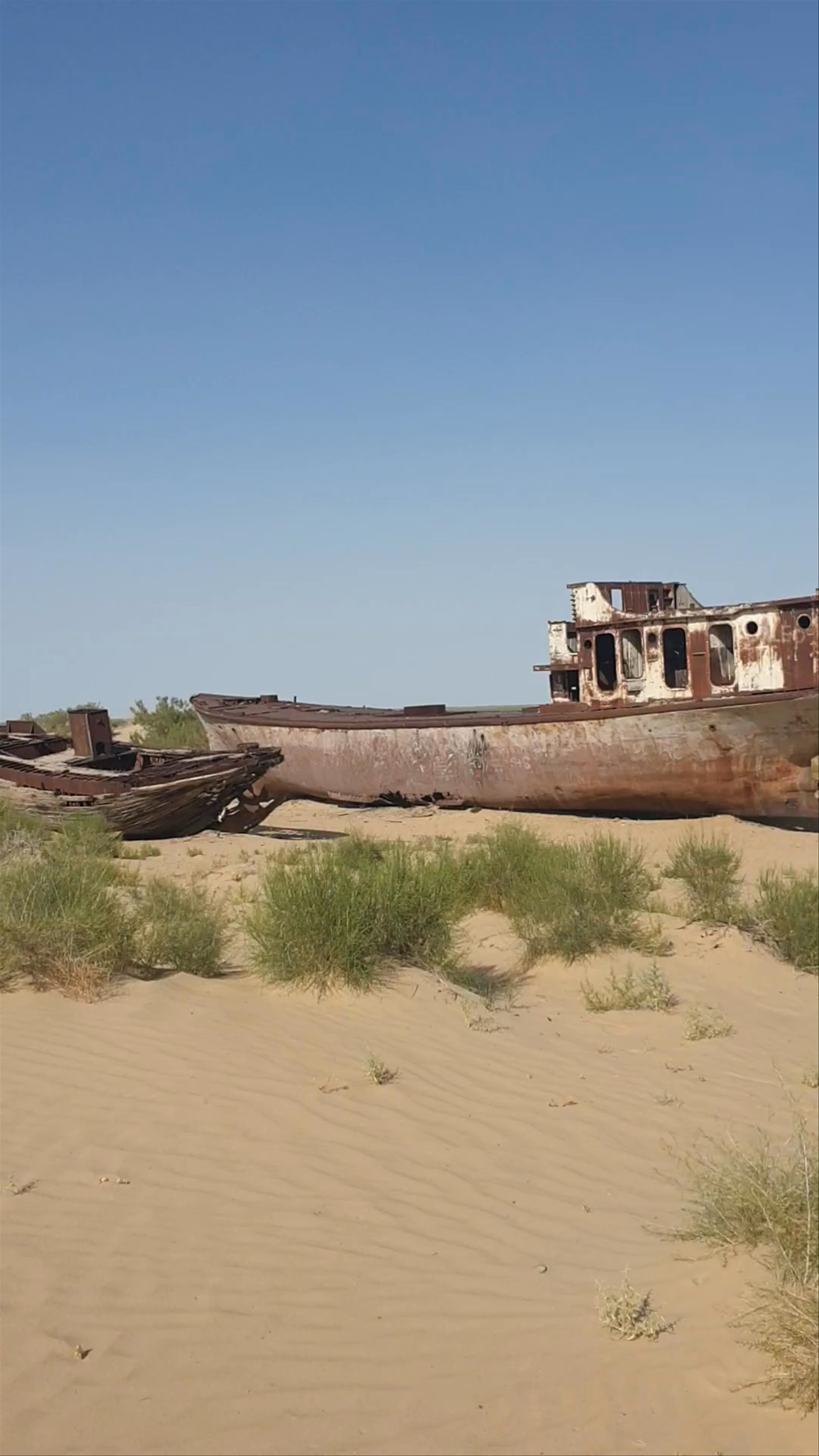 Rusty ships in the sand of Aral