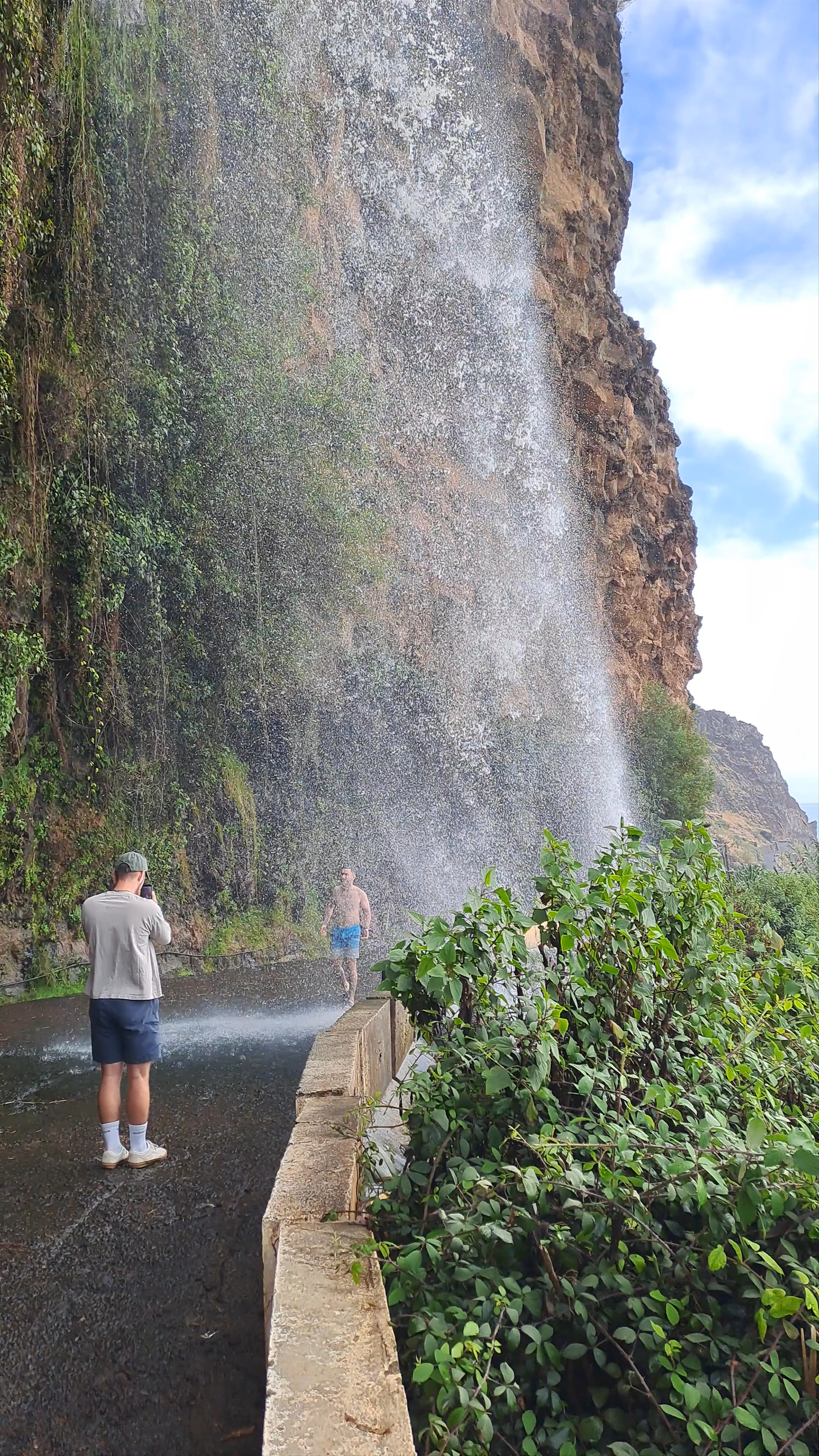 Refreshing Moments at Cascata dos Anjos Waterfall, Ponta do Sol, Madeira