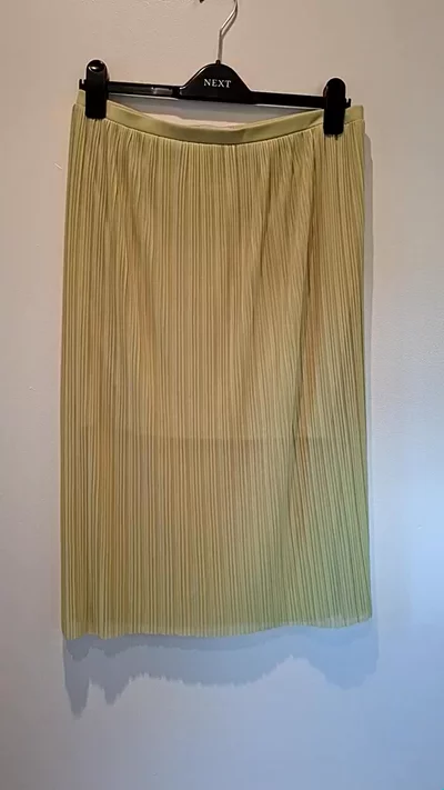 Next Midi Green Floaty  Pleated Skirt Size 10