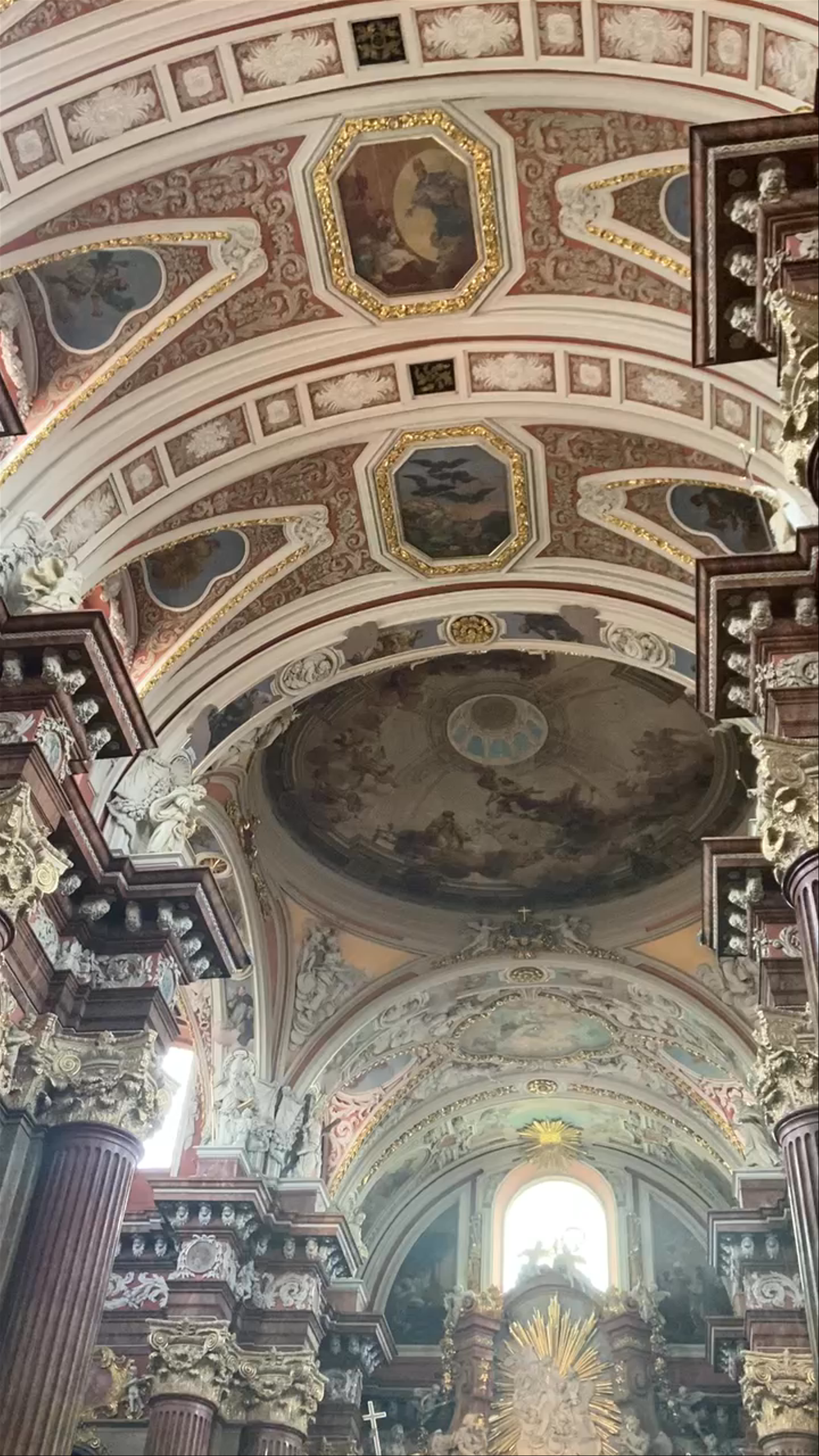 Majestic Baroque Interior of Bazylika kolegiacka in Poznań, Poland