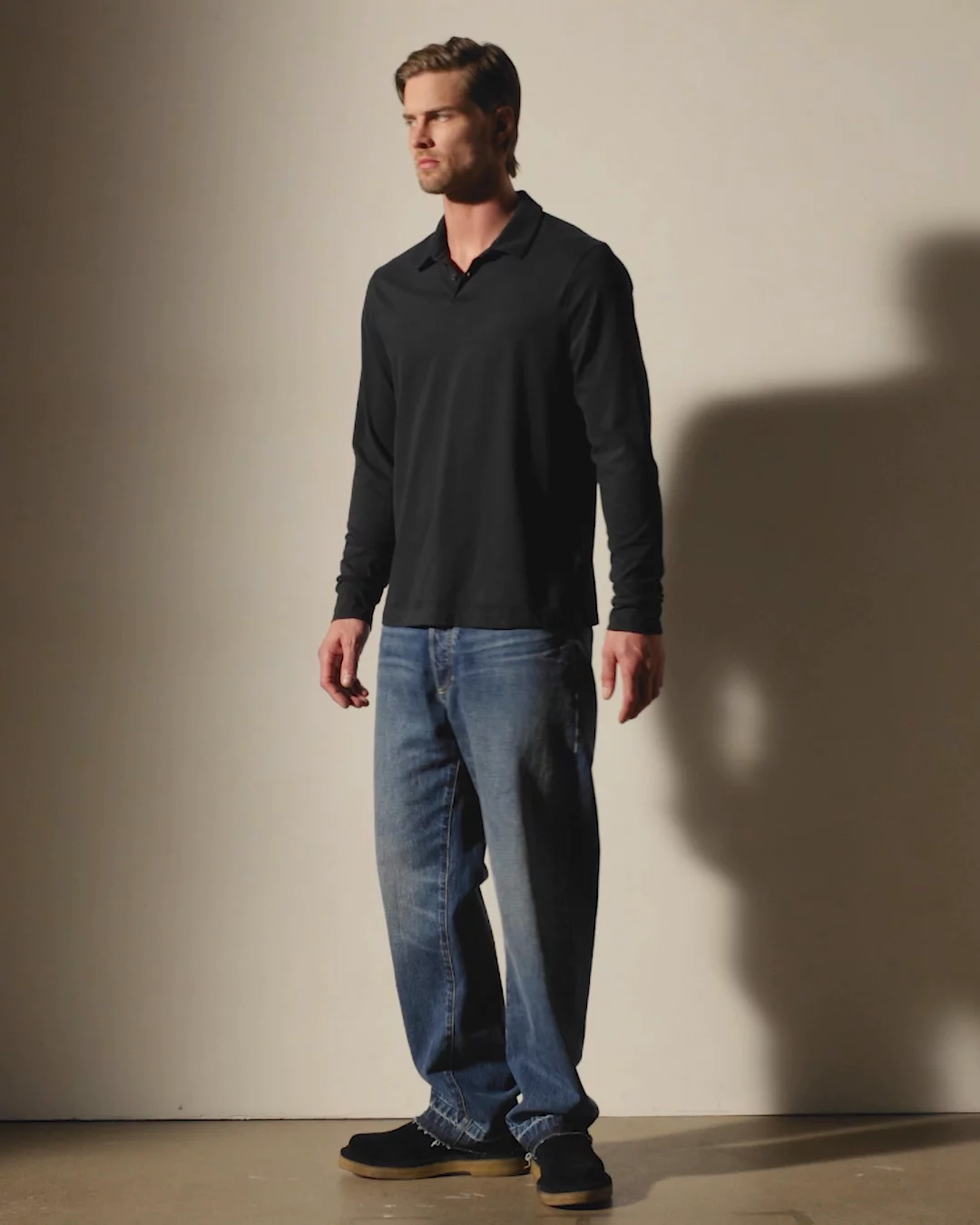 JAMES PERSE ブラック ポロシャツ　M Sueded Jersey Polo - Black | James Perse Los Angeles