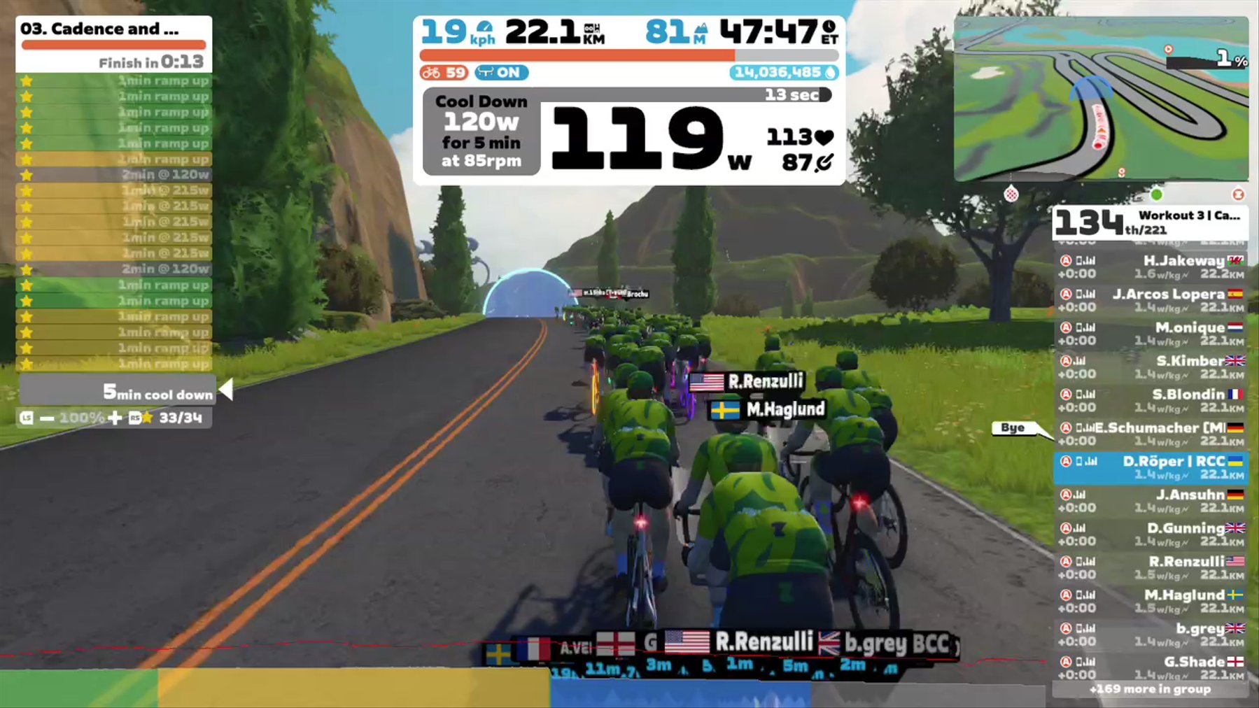 Zwift - Group Workout: Long - Cadence and Cruise  on Big Flat 8 in Watopia