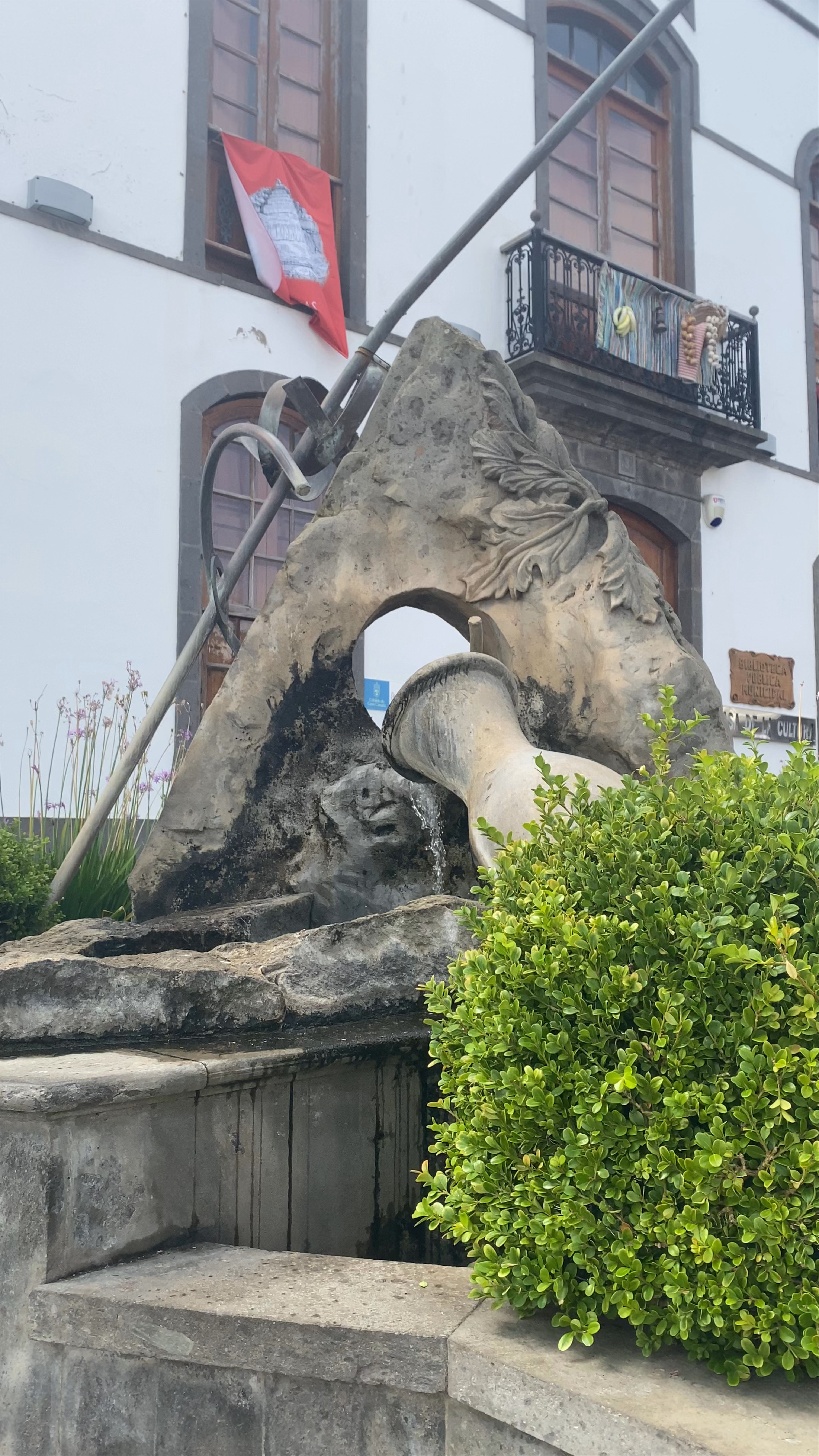 Water Features and Historic Charm at Paseo de Canarias, Firgas, Spain