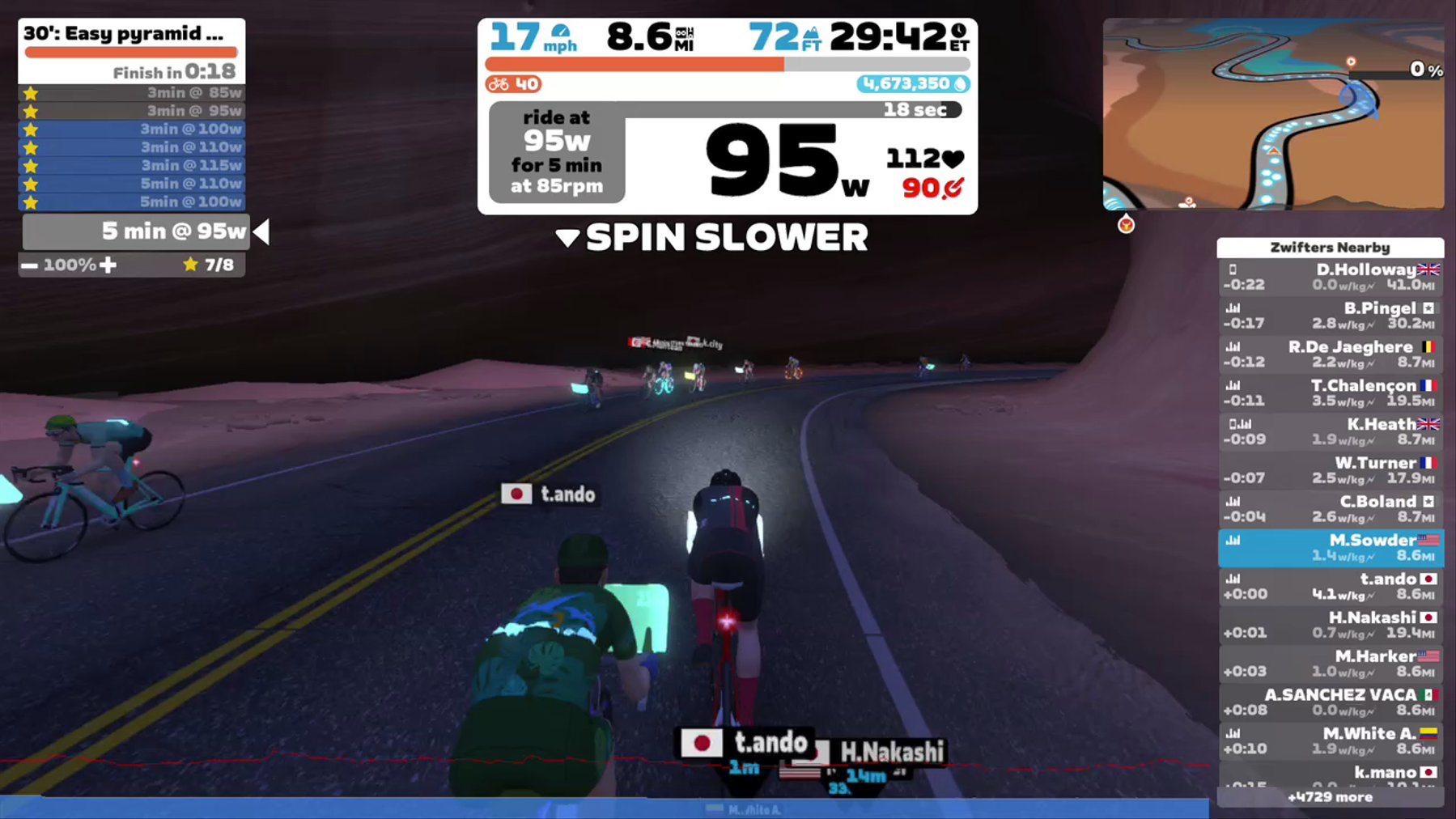 Zwift - 30': Easy pyramid to open legs in Watopia