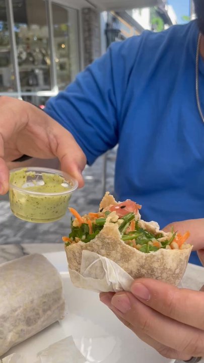Carrot Express - Cilantro sauce on the Poke Wrap - Salad Near Me - Coral Gables, Florida