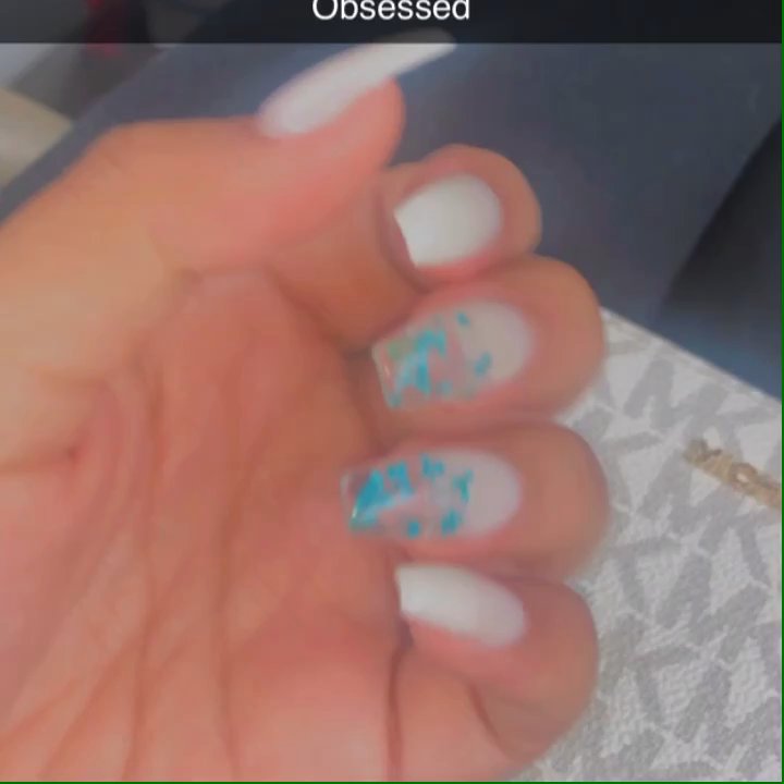 T & T Nails and Spa - Acrylic nails with blue flowers , very very pretty highly recommend!! - Nail Salons Near Me - Berkeley, California