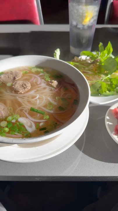Vietnam Restaurant - # 80. Thin Eyeround Beef and Meatball Pho  Meat on the side for optimal texture, takes seconds to cook in the warm broth. - Vietnamese Near Me - Dallas, Texas
