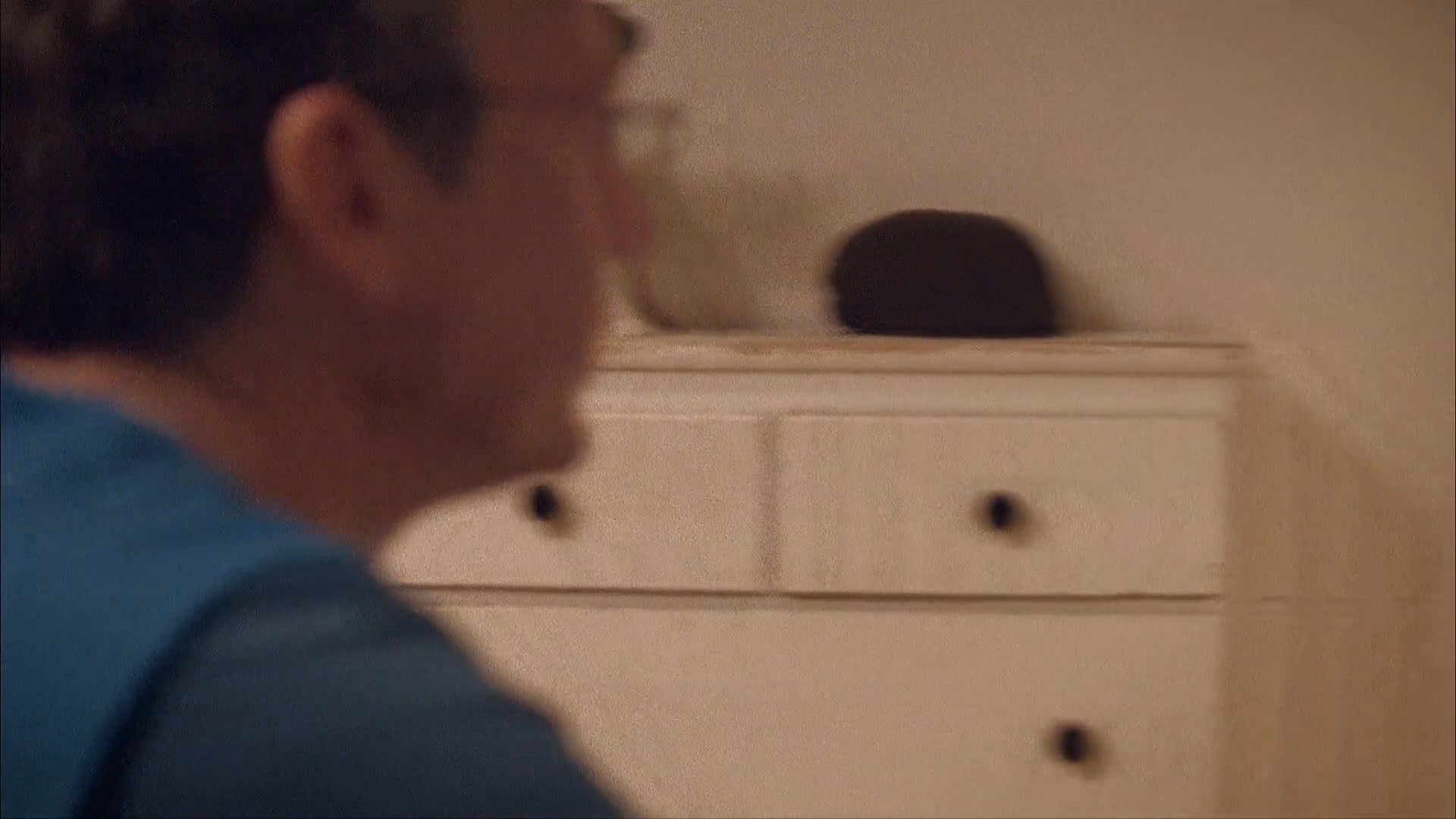 A man in a home environment transitions to a kennel setting where he interacts with a labrador dog. The sequence highlights the connection between individuals and animals in a care facility.