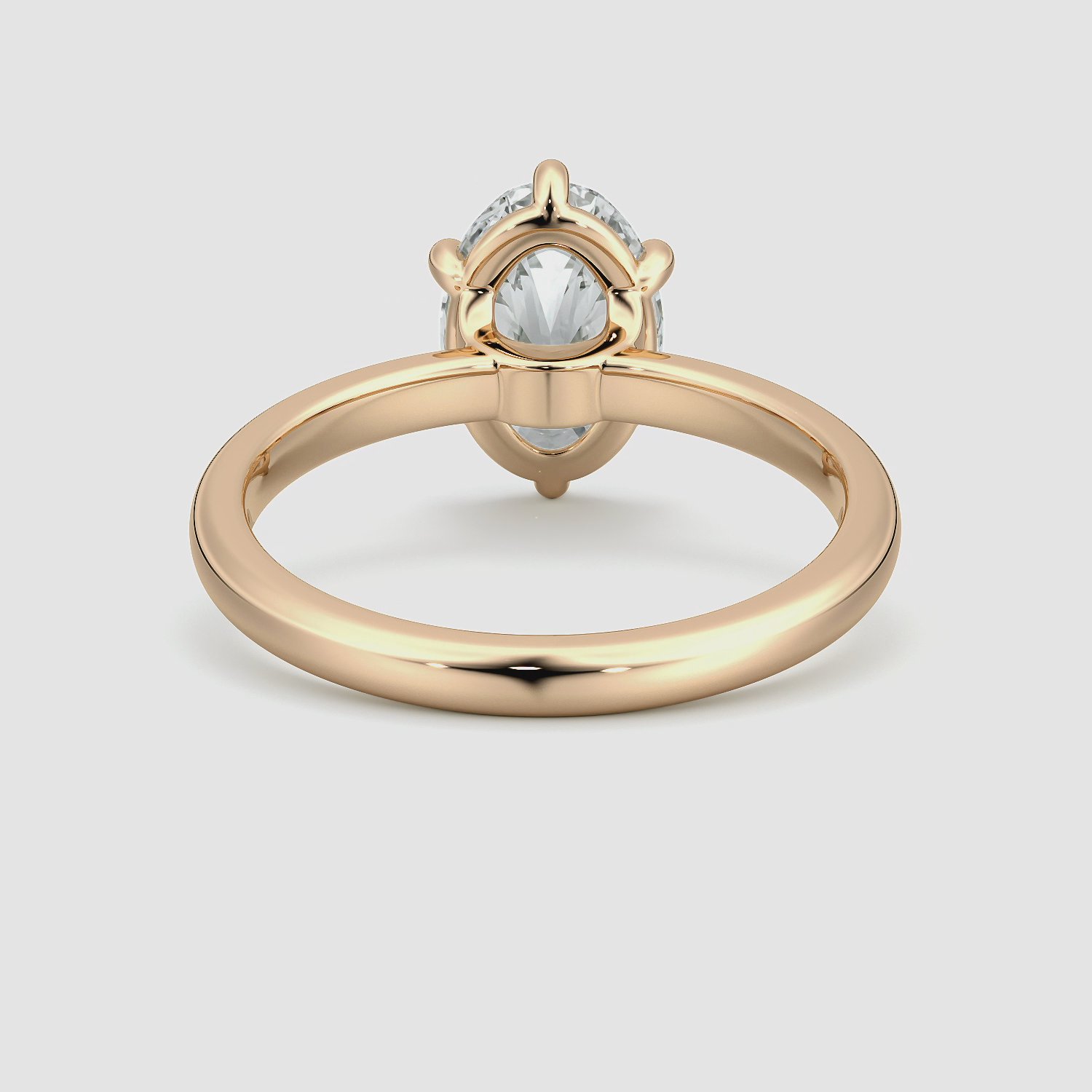 The Signature 6 Prong | Oval | 14k | Rose Gold | bandAccent: Plain | bandWidth: large | hiddenHalo: no | diamondOrientation: vertical | caratWeight: other