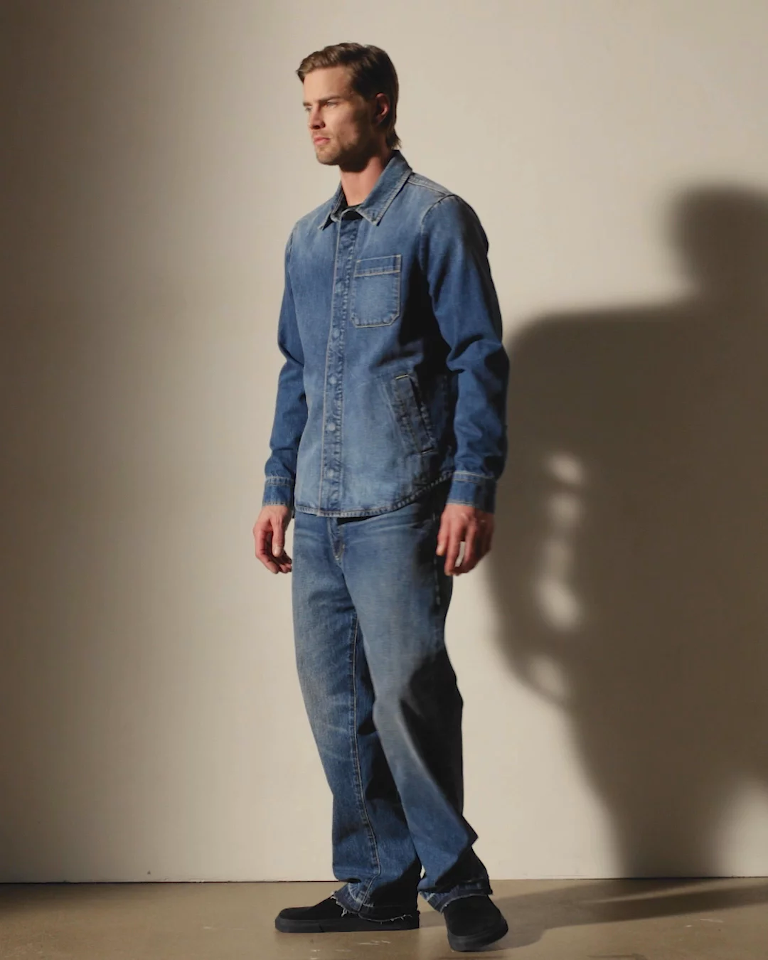 Denim Shirt Jacket - Medium Wash | James Perse Los Angeles