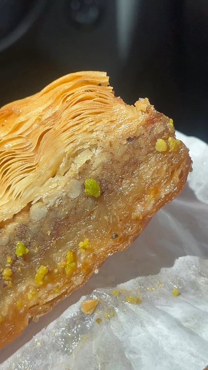 Leo's Taverna Express - The layers, they use pistachios so it adds a different nutty flavor, and the layers are flakey not soggy. - Greek Near Me - Honolulu, Hawaii
