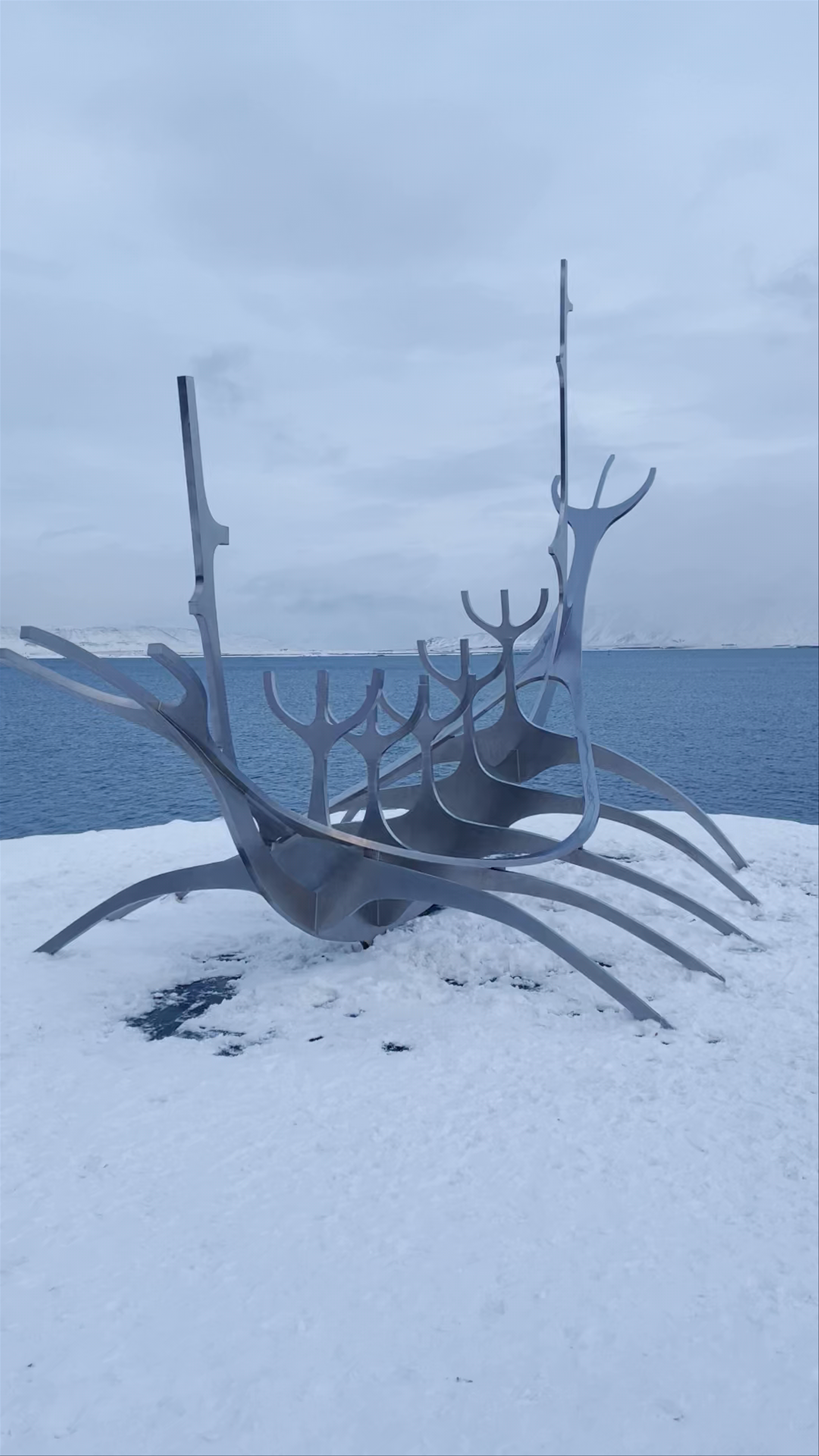 Sun Voyager Sculpture: Emblem of Discovery in Winter Reykjavik