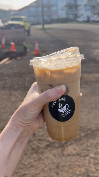 Auntie Shells - Large Iced Soy Latte with light Brown Sugar Syrup! The best! - Coffee & Tea Near Me - Lahaina, Hawaii