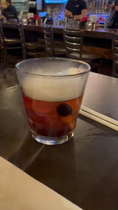 Karvers Grille - Smoked old fashioned with applewood - American Near Me - Holbrook, New York