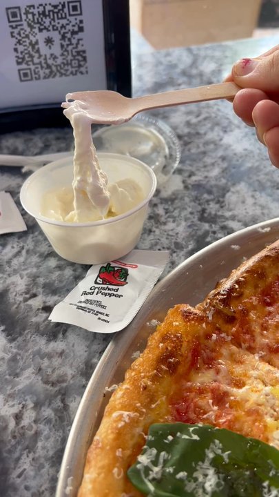 Pzza& - stracciatella cheese on-top of the original cheese pizza THE BEST - Pizza Near Me - Boca Raton, Florida