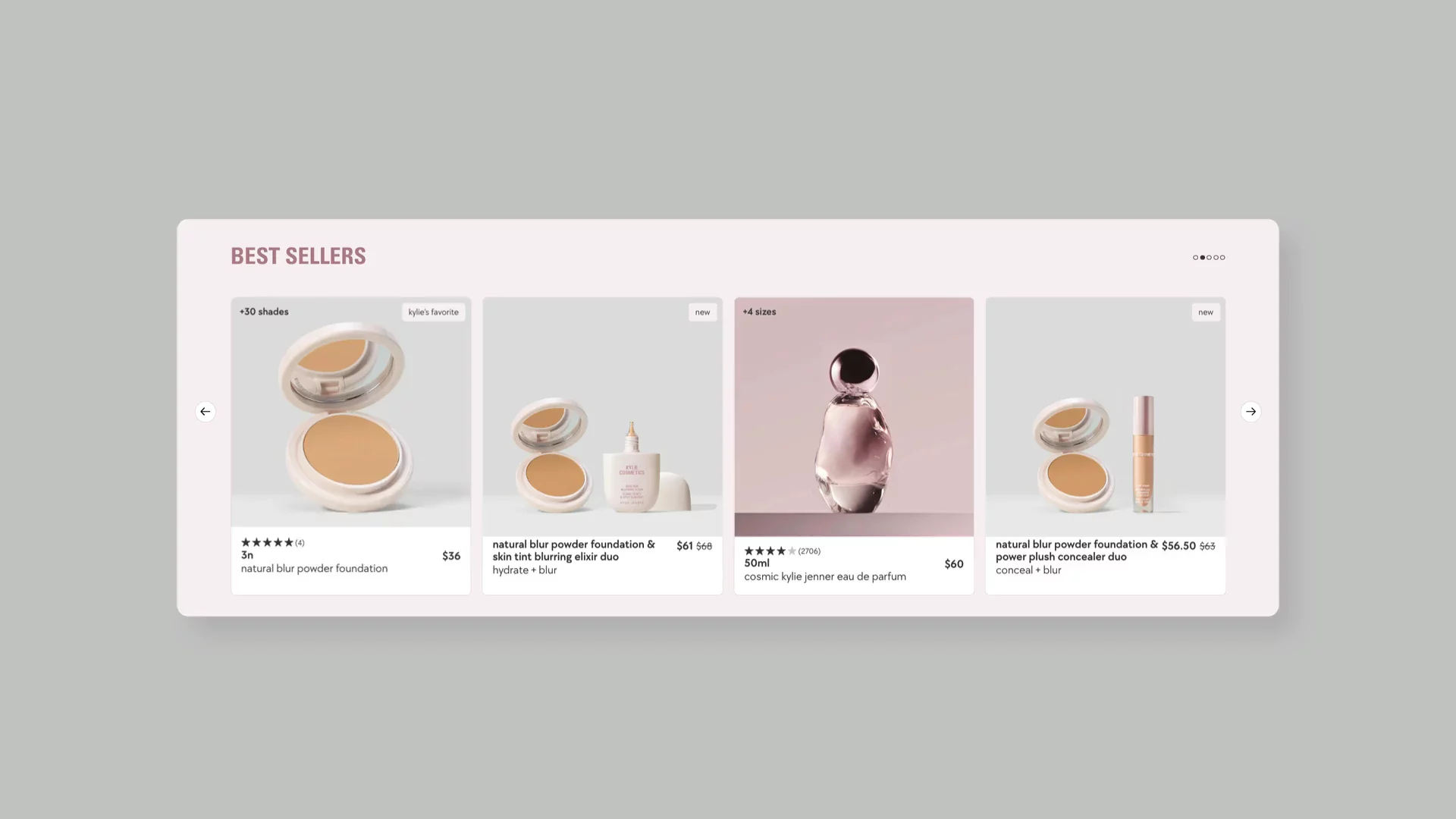 print screen showing a beauty store built on Shopify Plus presenting three beauty products