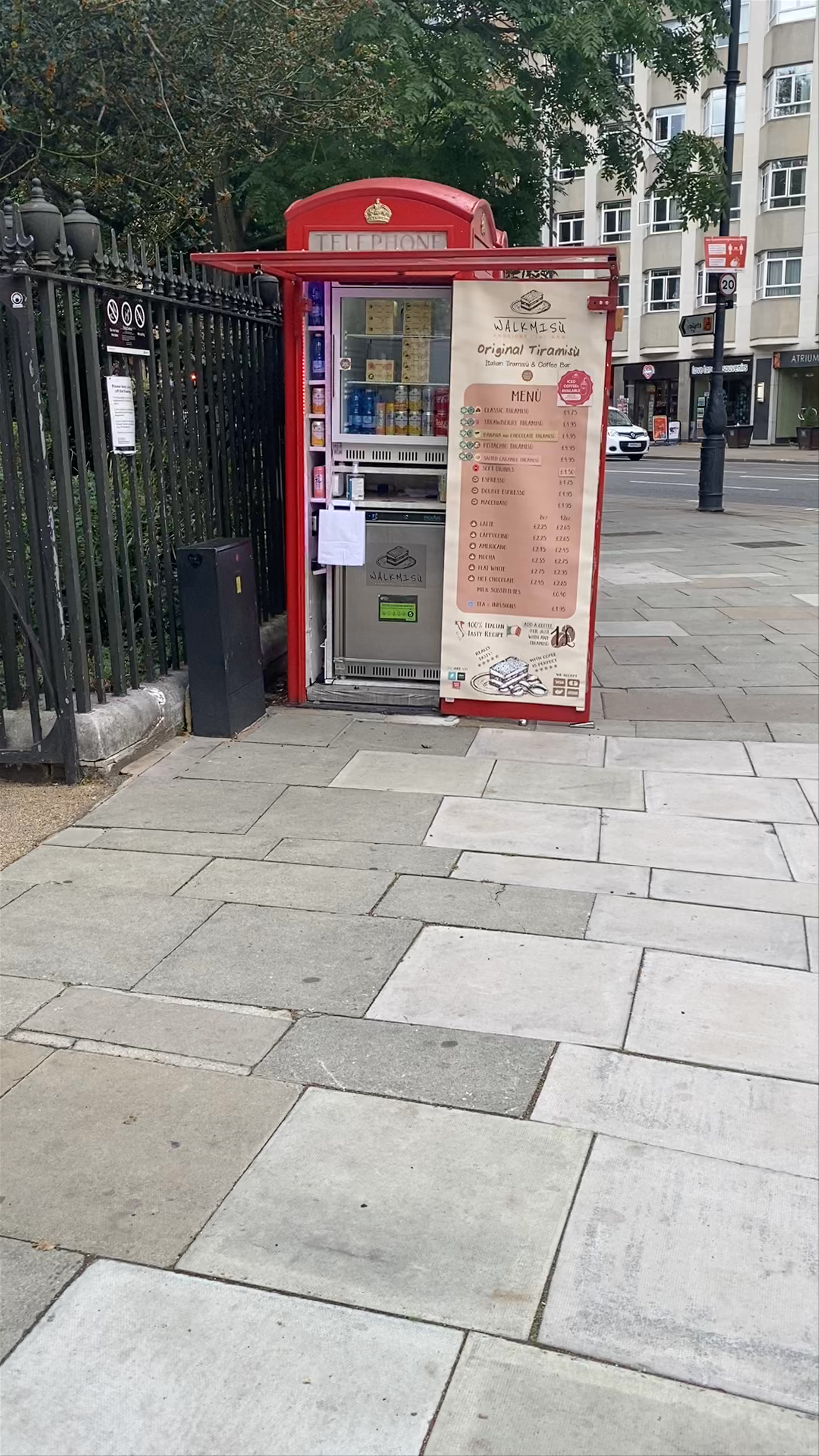 Walkmisù: Iconic Red Phone Box Transformed Into Tiramisu & Coffee Bar in London