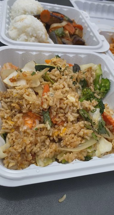 Thai Smile - Shrimp Basil Fried Rice, Tofu Eggplant Basil Stir Fry, and Tofu Pad Thai. SO delicious and flavorful! - Thai Near Me