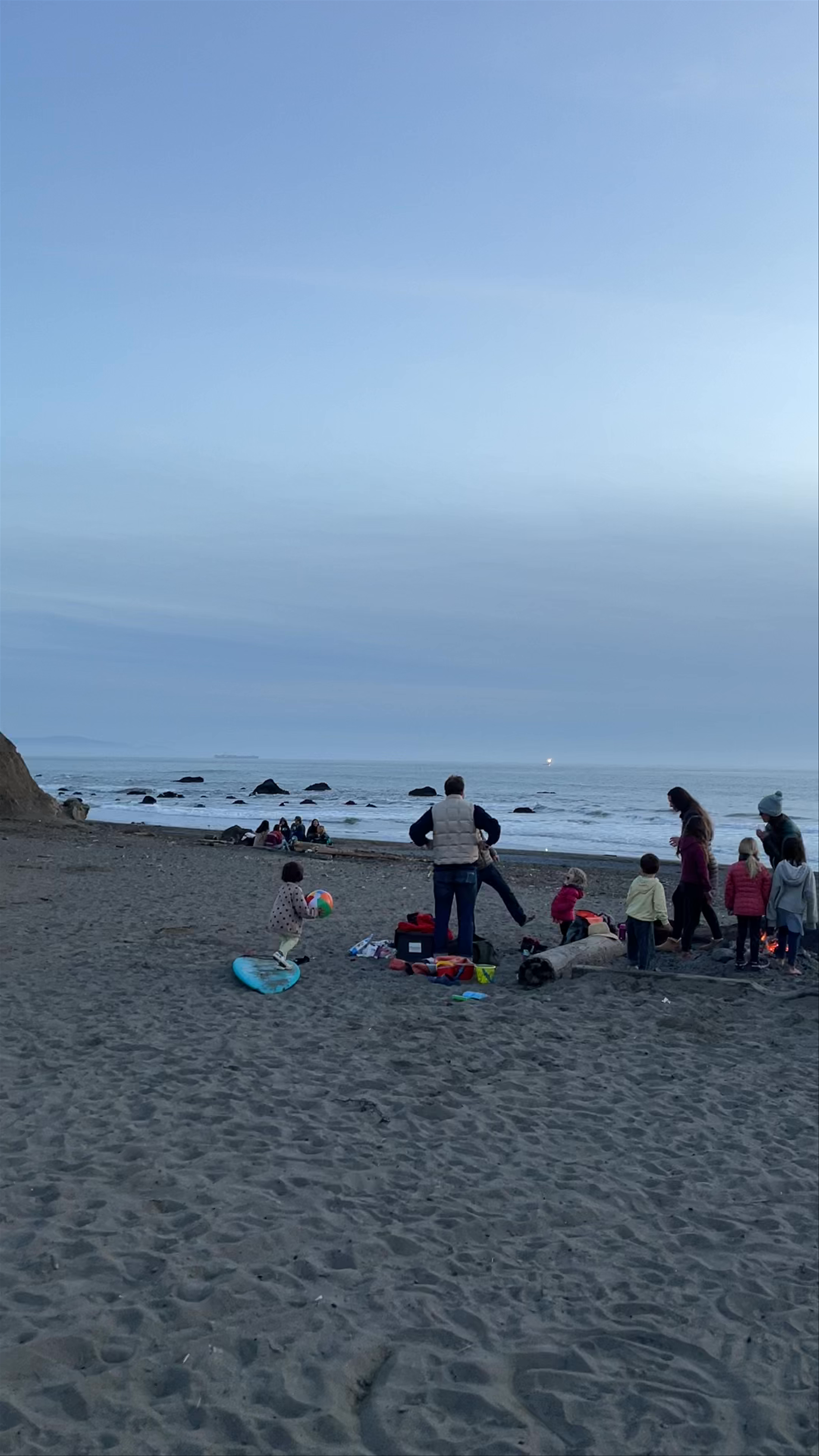 Family Bonfire and Beach Play at Muir Beach, California