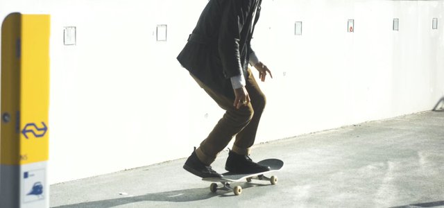 Doing a jump on a skateboard