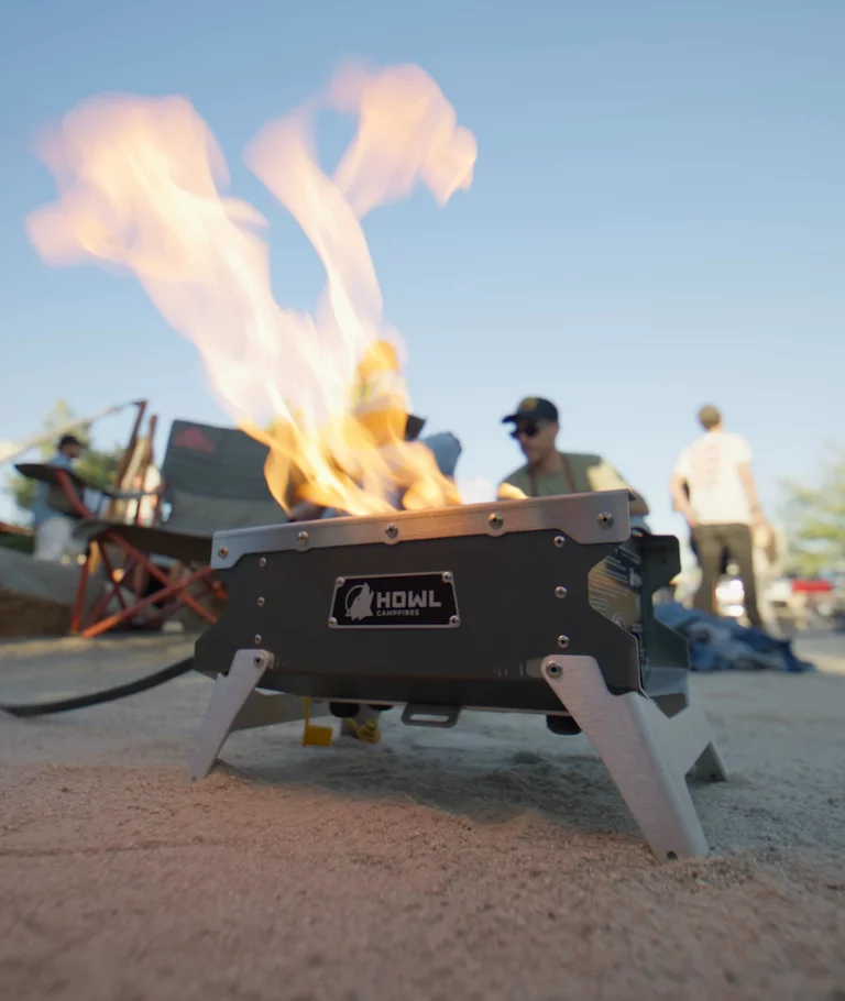 Video of portable Howl Campfire stove with a fire