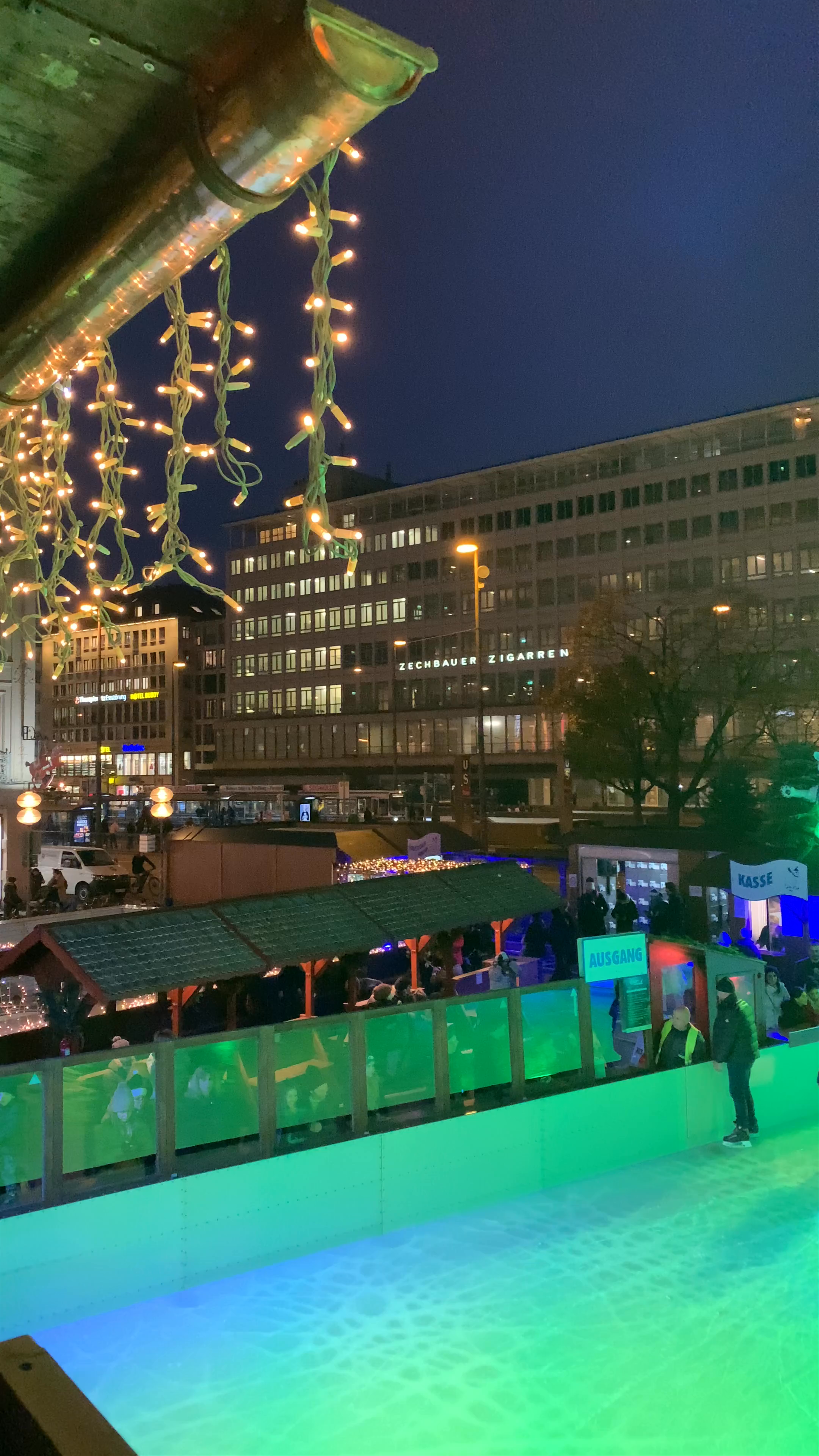 Enchanting Night Ice Skating at Karlsplatz, Munich
