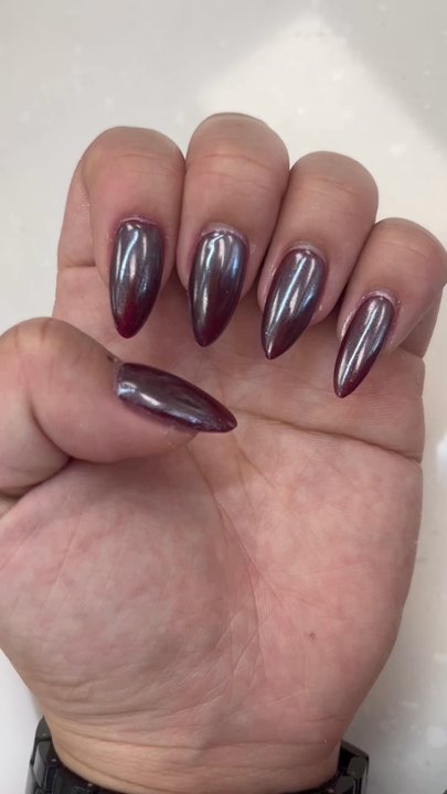Lux Nails - Gel x extensions with Garnet Red DND and pearl on top! - Nail Salons Near Me - Sierra Madre, California