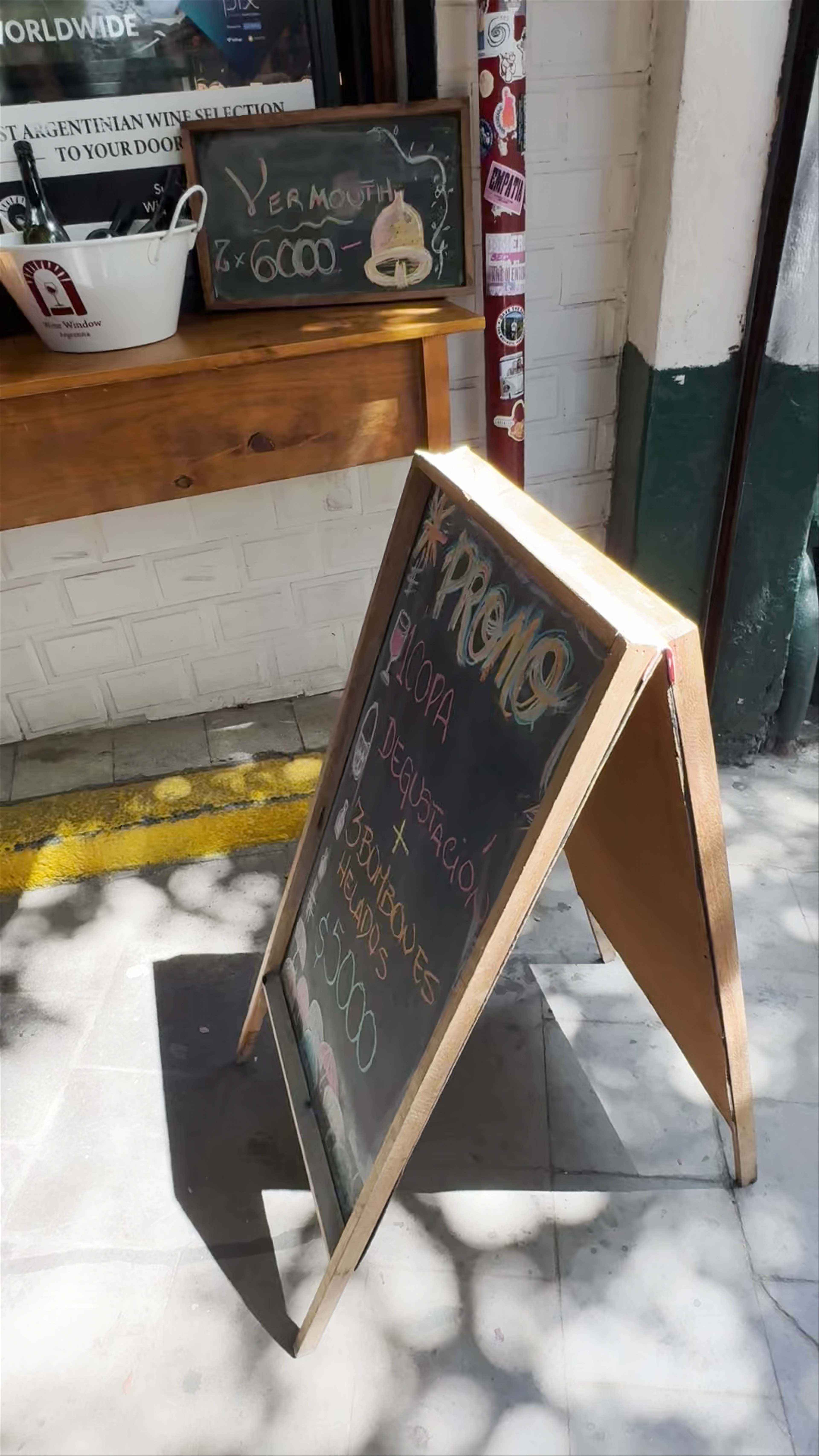 San Telmo Market Wine Window Argentina - A Sunny Sip in Buenos Aires