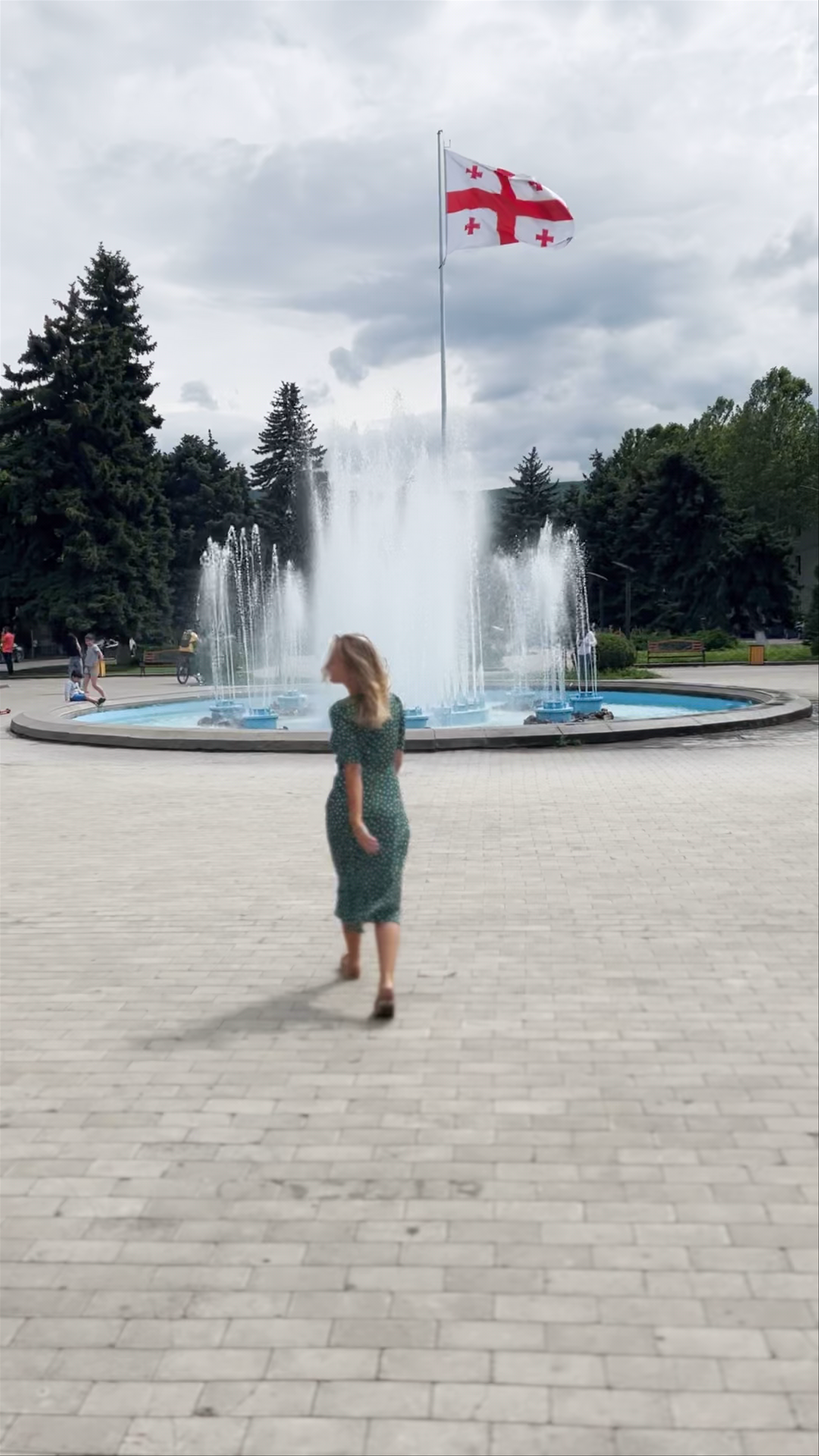 Serene Stroll at Stalin Park Fountain in Gori, Georgia