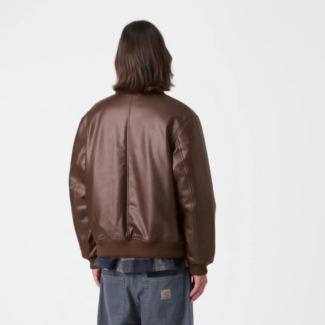 Model wearing a Arizona Jacket in Tobacco