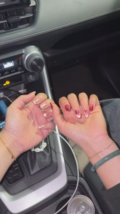 Sally's Spa - French chrome gel x set & red cat eye gel set - Nail Salons Near Me - Burlingame, California