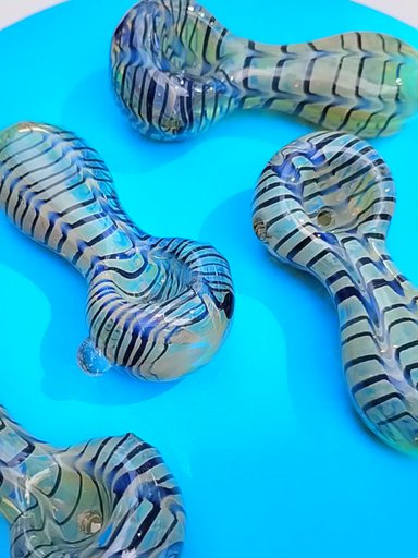 Preview pic of Fuming Raked Blue Marble Dry Hand Spoon