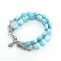 Larimar Sterling Silver Seafoam Adjustable Link Bracelet Marahlago Jewelry round Gemstone 