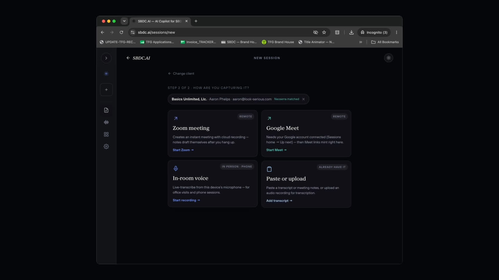 Preview of the SBDC.AI full advising session demonstration.