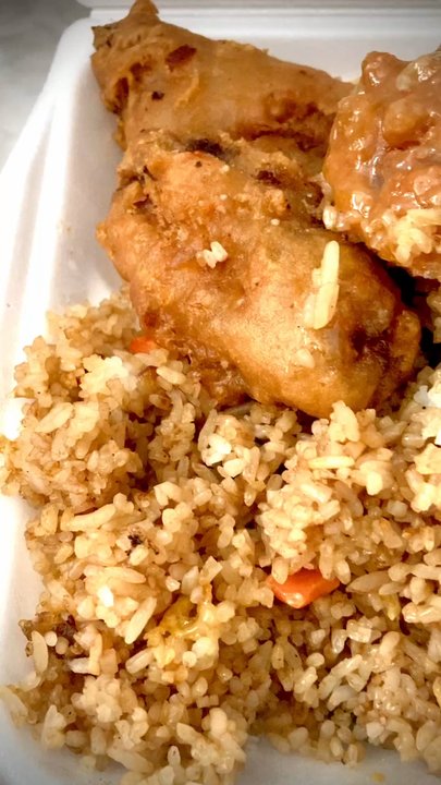China Box - Combo plate of fried rice, fried chicken wings and honey glazed shrimp. - Chinese Near Me - Reno, Nevada