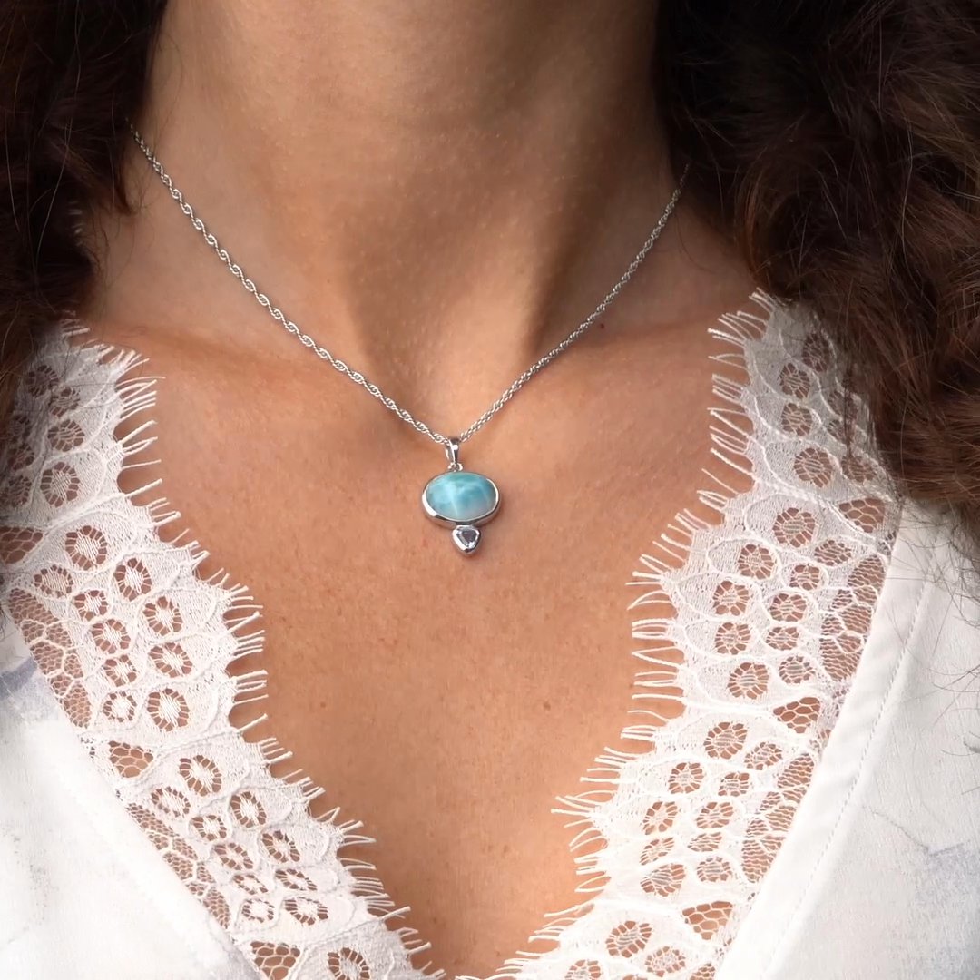 flower - lala nagoya ✴︎ ore tops (larimar) Larimar Necklace |silver pendant | Marahlago