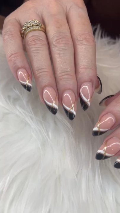 Ruby Nails - Almond shape with design by DANY - Nail Salons Near Me - Glen Allen, Virginia