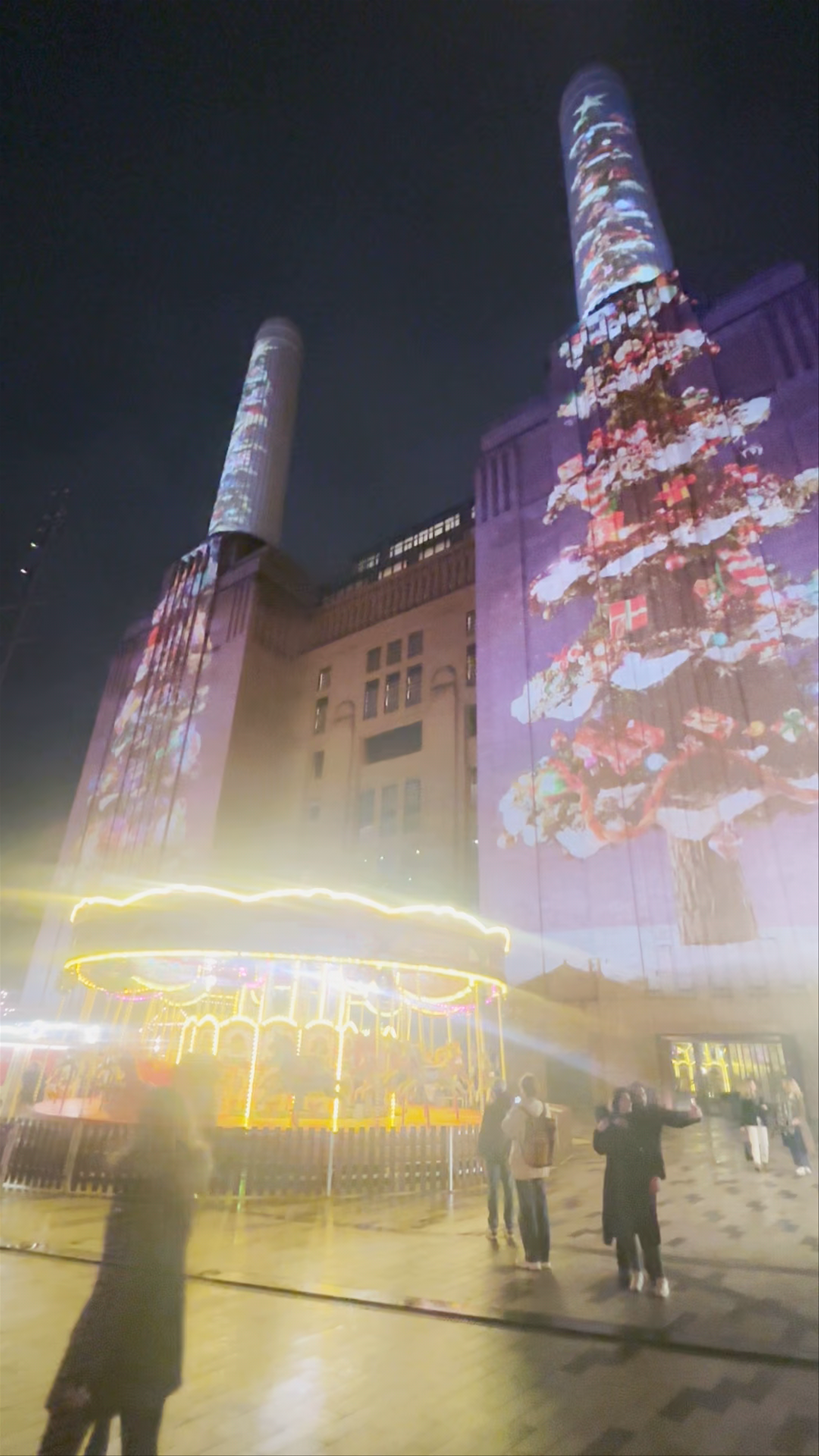 Battersea Power Station Christmas Light Show and Carousel, London