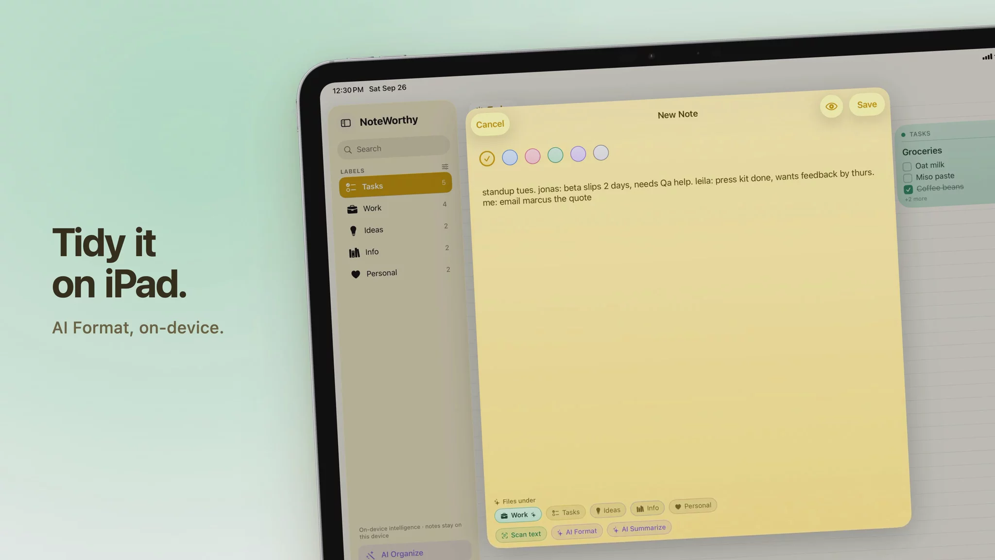 NoteWorthy — Smart notes, entirely on-device image 1
