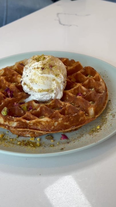 Chashni Cafe - gulabi waffle - Cafes Near Me - Chatham, New Jersey