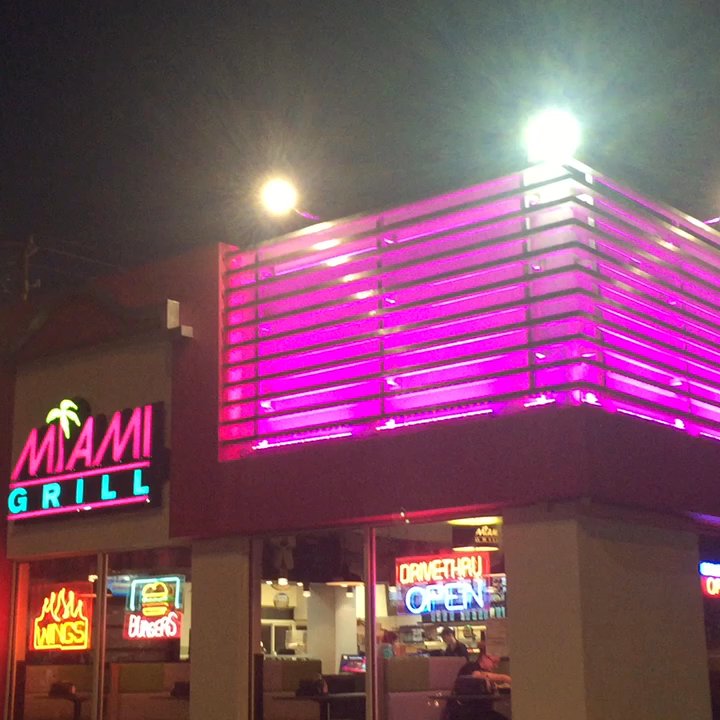 Miami Grill - Great light show - Burgers Near Me - Dania, Florida