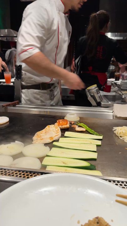 Benihana - Temecula - Chef Raymond lighting up the table with the ever famous onion volcano! - Sushi Bars Near Me - Temecula, California